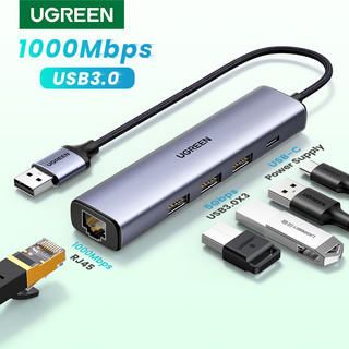 UGREEN-Tipo C USB3.0 Ethernet Adapter 1000 Mbps USB HUB Para Laptop Nintendo Computador Placa De Rede em Oferta na Shopee