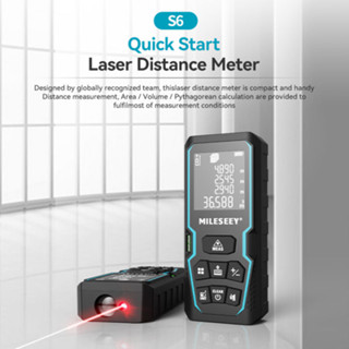 Medida Da Linha laser Mileseey 100M Rangefinder Com Ângulo Digital S6 Controle Eletrônico De Nível , Um De Bolha , M/In/Ft + Unidades LCD Retroiluminado E Pythagorean