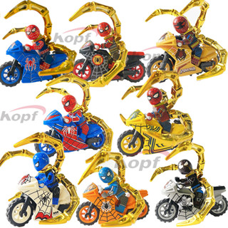 Kefeng KF6137 Homem-Aranha Motocicleta ontada Em Bloco De Construção Figura Brinquedos