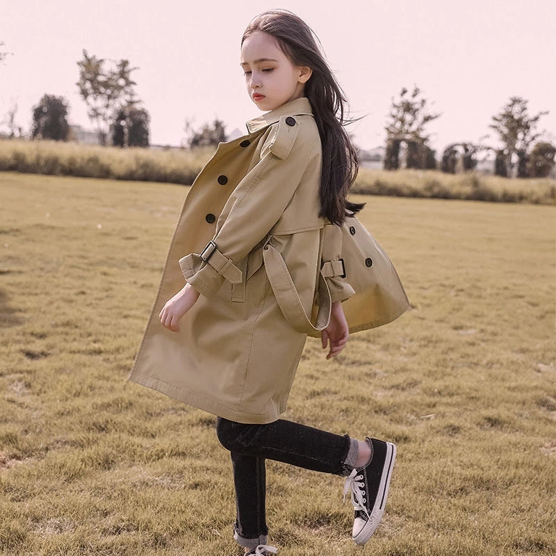 4-13 Anos Casaco Novo para Meninas Moda Inglaterra de Estilo Longo Roupa Infantil