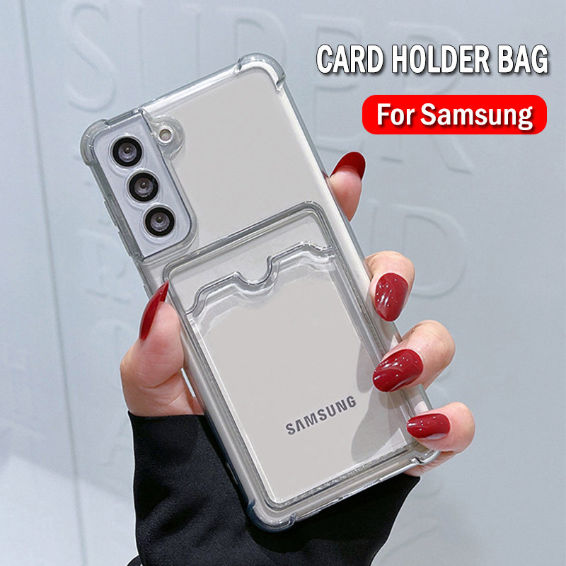 Bolsa Porta-Cartões Capa Transparente Para Samsung S23 S21 S24 FE S25 S26 A07 A17 A57 A06 A16 A26 A36 A56 A15 A25 A35 A5