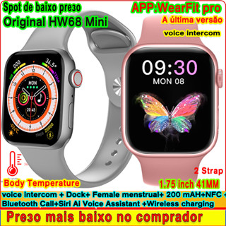 Relógio Smartwatch Original 41mm HW68 Mini Smart Watch Mulher Série 8 De 1,75 Polegadas Temperatura Corporal NFC Siri Dock iwo Pequeno
