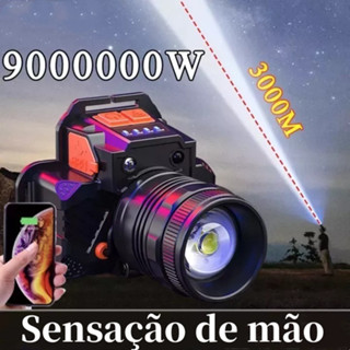 Cabeça Led Lanterna Holofote USB Recarregável Luz de cabeça Super brilhante à prova d