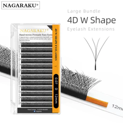 NAGARAKU 4D W Extensão Das Pestanas Rússia Volume Fluffy Premade Fans Eyelash Clover Mink Faux