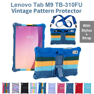 Para Lenovo Tab M9 (2022) 9.0 " TB-310FU Retro Pattern Tablet Stand Case Moda Cor Capa Protetora De Silicone Macia