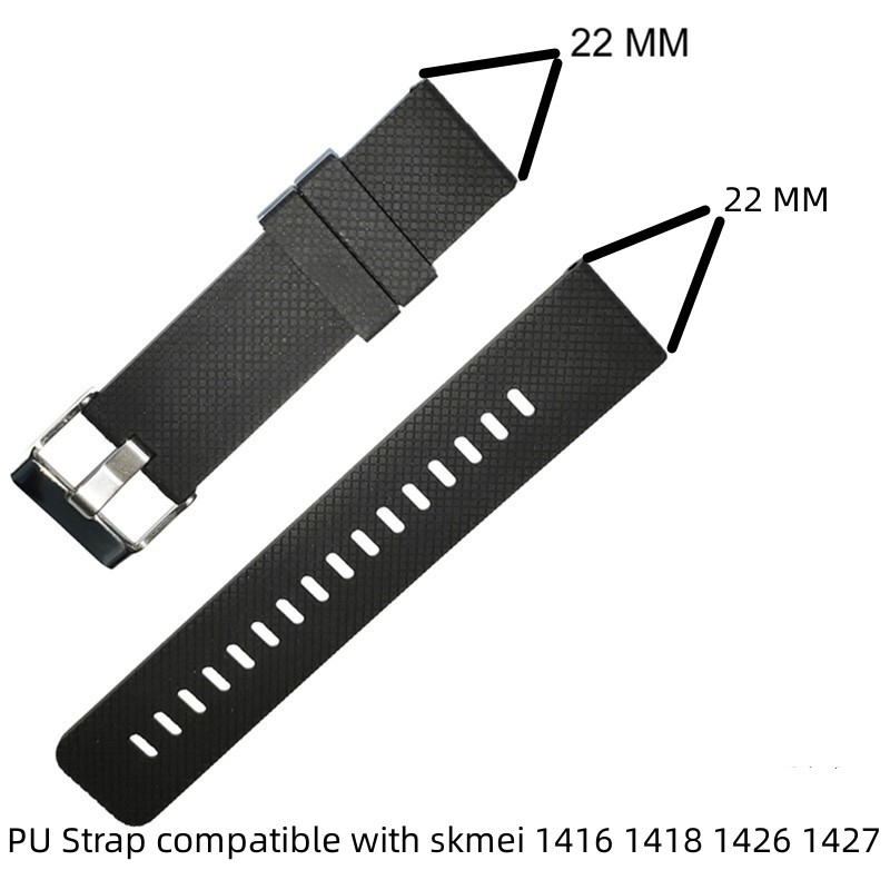 Correia De PU Macia Para Skmei 1416 1418 1426 1427 1894 Cor Verde Preta Compatível Com Relógios De 22mm De Largura em Oferta na Shopee