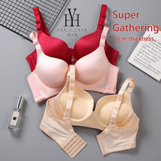 HuoYuan [Estoque Pronto] 8CM Buraco De Ventilação De Esponja Espesso Feminino Bra Sexy Girl Push Up Pequeno Peito Sem Costura Roupas Interiores