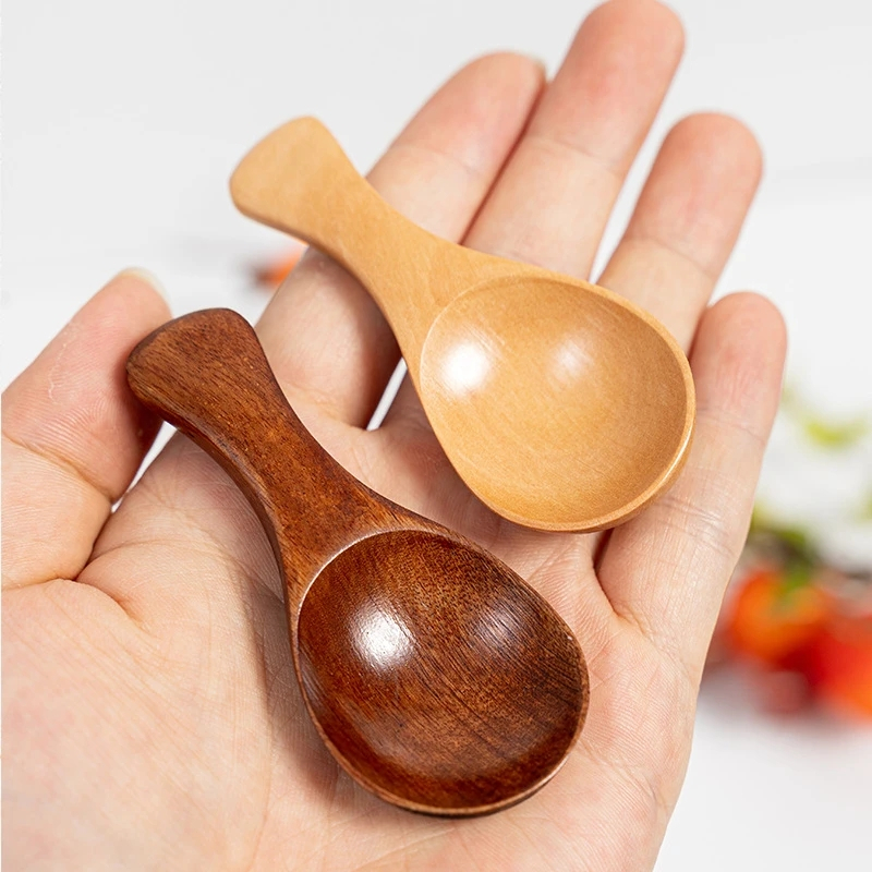 1/4Pcs Mini Colher De Sopa De Madeira De Cabo Curto Chá Condimento De Café Sal Tempero Açúcar Para Crianças Gadgets De Cozinha