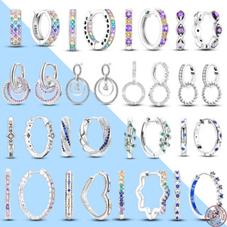 Brincos Clássicos 2023 925 Sterling Silver Colorful Cubic Zircon Hoop Festa De Aniversário De Casamento Jóias Presente