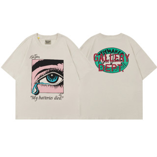 Galeria American Street Wear Printing dept Use Água De Lavagem A Alta Temperatura Flores De Fritura De Artesanato Coração Lágrimas De Menina Impressão Glittering Glitter Round Neck Short @