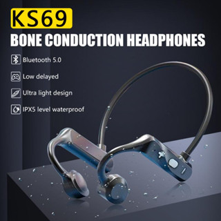 KS69 Fone De Ouvido De Condução Óssea IPX5 Esportivo Bluetooth 5.2 Estéreo HiFi Sem Fio Com Microfone