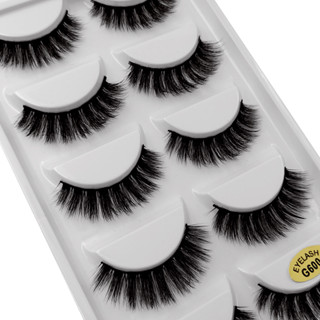 5 Pares 3D Cílios Postiços Efeito Super Natural Voluminos , Emosados , Luz E Confortável G600