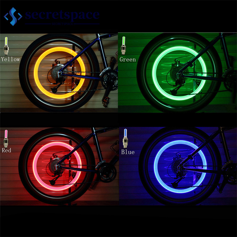SP 1Pcs Neon Lâmpada LED Flash Para Pneus De Bicicleta Tampas De Vedação De Válvulas