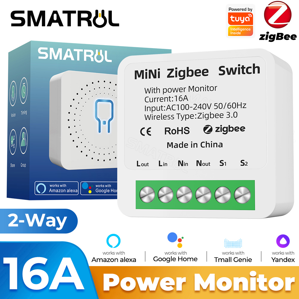 SMATRUL | Tuya Zigbee Modulo de Interruptor Inteligente 16 A com Controle de Tempo Bidirecional