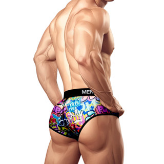 PUMP Fashion Graffiti Design Roupa Íntima Masculina Biquíni Festa Briefs Jock Strap Calcinha Macia Confortável Hip Raise Innerwear MP223