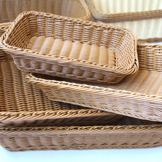 Cesta Longa Quadrada De Pão De Rattan Tecido De Alimentos Durável Fácil De Usar ANd Clean Large Capacity