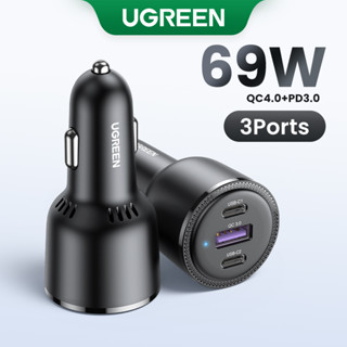Carregador De Carro UGREEN 65W USB Tipo C Porta Dupla PD QC SCP Carregamento Rápido Para Laptop Telefone Translúcido iPhone