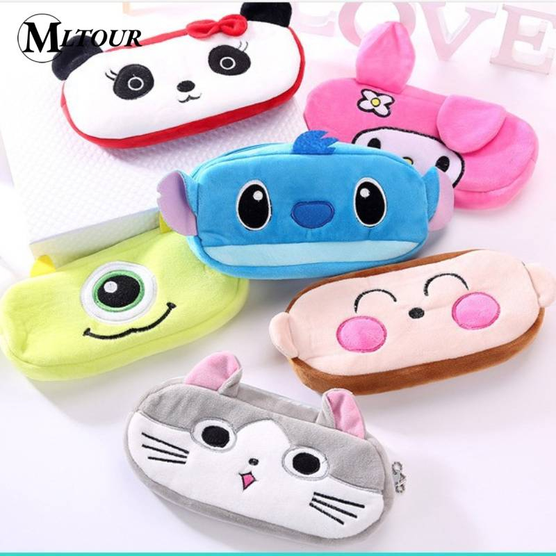 1 Pcs Desenho Animais Pelúcia Bolsa Lápis Carteira Material Escolar Presente