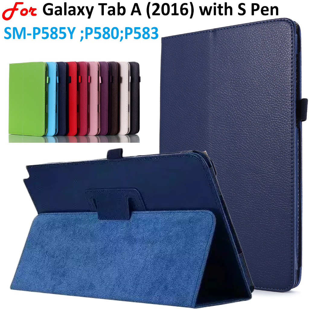 Para Samsung Galaxy Tab A (2016) with S Pen SM-P585Y SM-P580 P583 P585 P588C Capa De Suporte Flip Slim Leve De Couro
