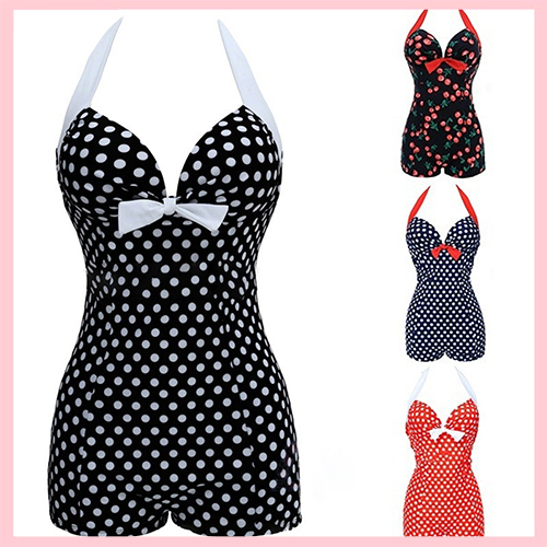 Cpbjn_ Maiô Peça Única De Bolinhas Push Up Monokini / Roupa De Banho Feminina