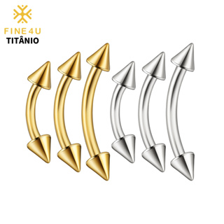 FINE4U Piercing Microbell Vertical sobrancelha rook Titânio Barbell Curvo 6/8/10mm Hipoalergênica em Oferta na Shopee