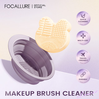 Focallure Maquiagem Escova Limpadora De Tapete De Limpeza Material Durável A Seco E Úmido 4 Texturas Fácil De Levar