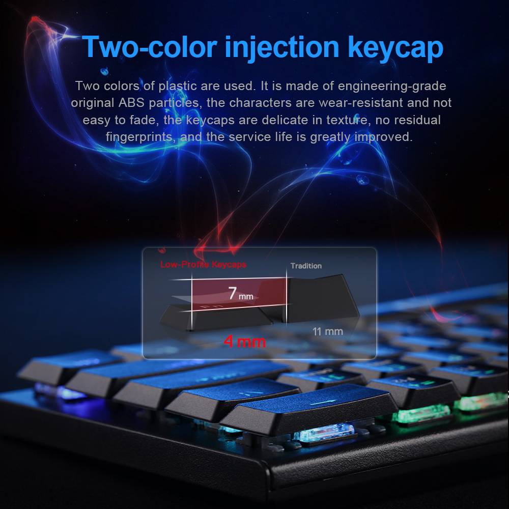 Detalhes do Redragon Horus K618 RGB Surpport Teclado Para Jogos Sem Fio Bluetooth 5.0 USB 2.4G 3 Modos 104 Chaves