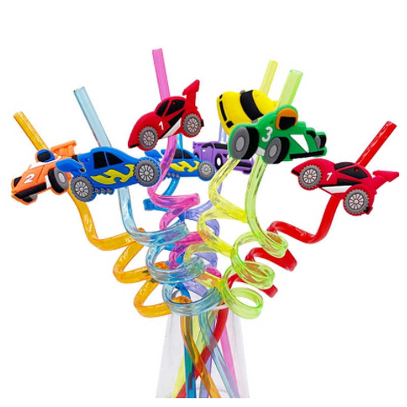 8pc/Lot Carros De Corrida Reutilizáveis Canudos De Plástico