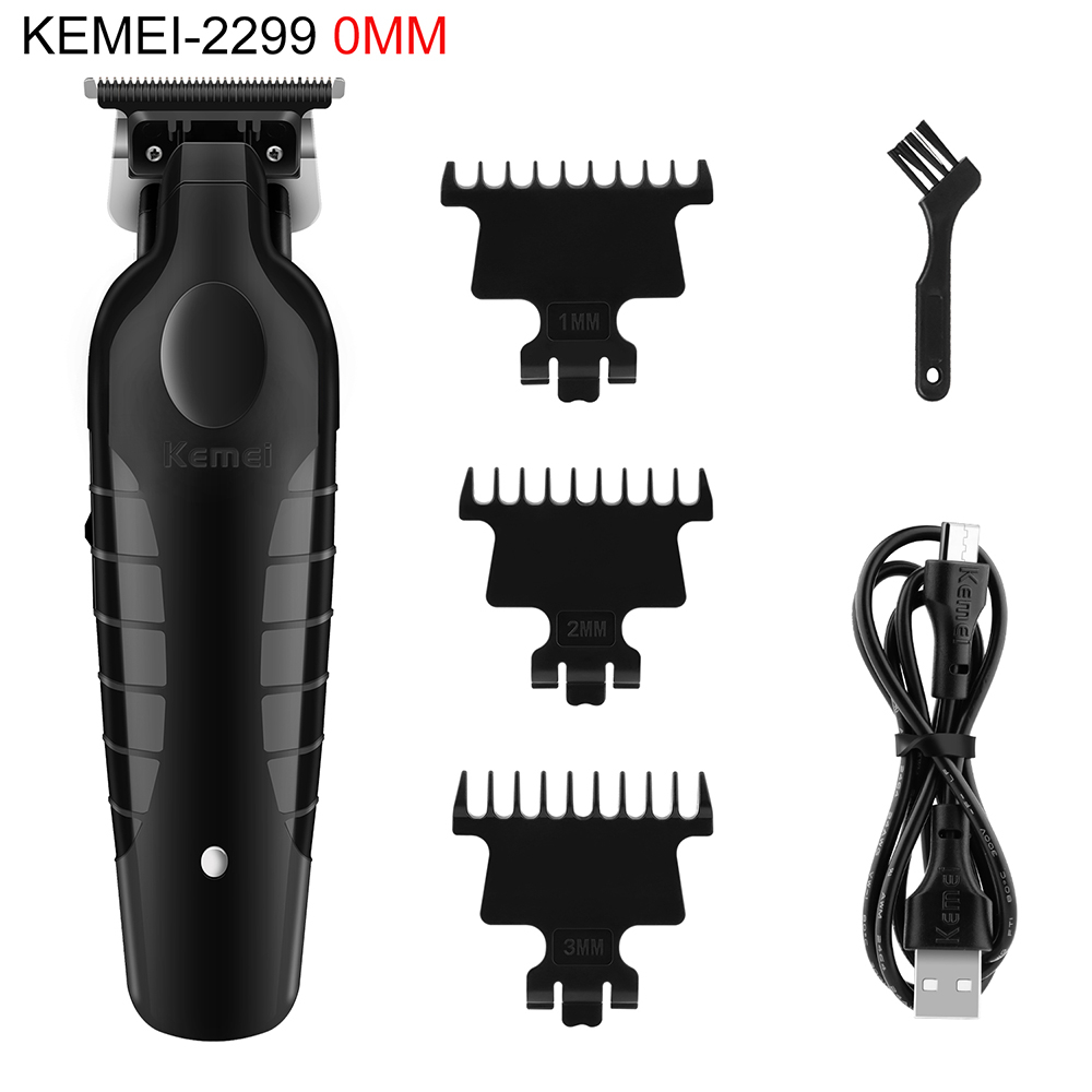 Kemei KM-2299 Aparador De Cabelo Profissional Detalhe Do Barbeador Elétrico Clipper Sem Fio Máquina De Corte De Acabamento Zero Lâminas Finas Com Gapas