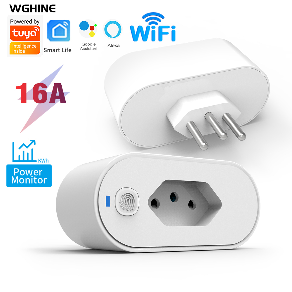 16A Tuya Wifi Tomada Inteligente Brasil Plug Suporta Smart Life App Voz Aplicável Ao Google Alxea