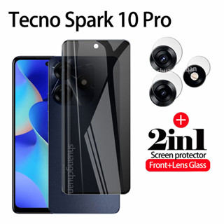 Vidro Temperado Para Tecno spark 10 pro Protetor De Tela De Privacidade + Filme Lentes 2IN1