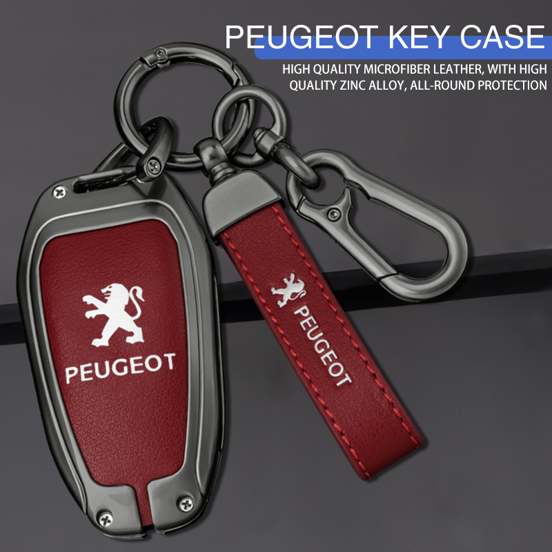 [Estoque Pronto] Estojo Para Chave De Carro Peugeot 408 2008 3008 4008zinco Liga + Microfibra De Couro De Alta Qualidade