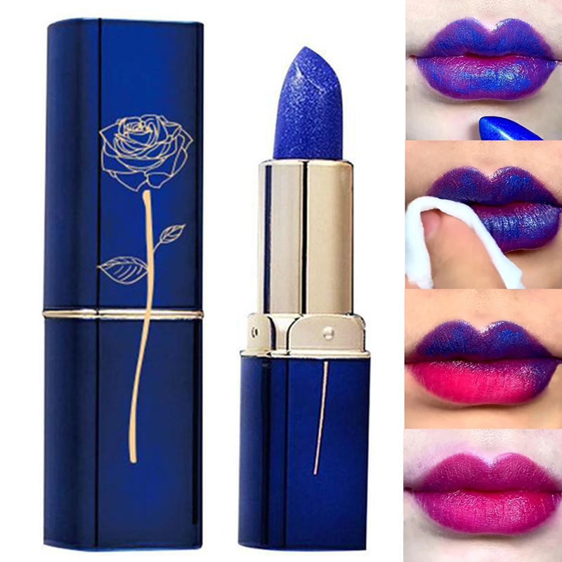 Batom Rosa Azul Temperatura Mudança De Cor Baton Bálsamo Hidratante Feminino Maquiagem Sexy Brilho Labial Brilhante em Oferta na Shopee