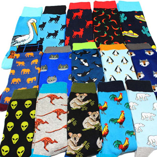 Moda Hip Hop Cartoon Homem Meias De Frutas Personalidade animal Skate Feliz Respirável em Oferta na Shopee