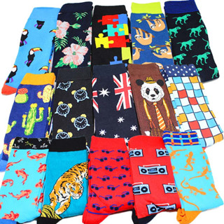 Meias Engraçadas Criativas Masculinas De Tigre Coloridas Cacto Velho Cartoon Combinado Algodão Feliz Casual Crazy Funny Socks