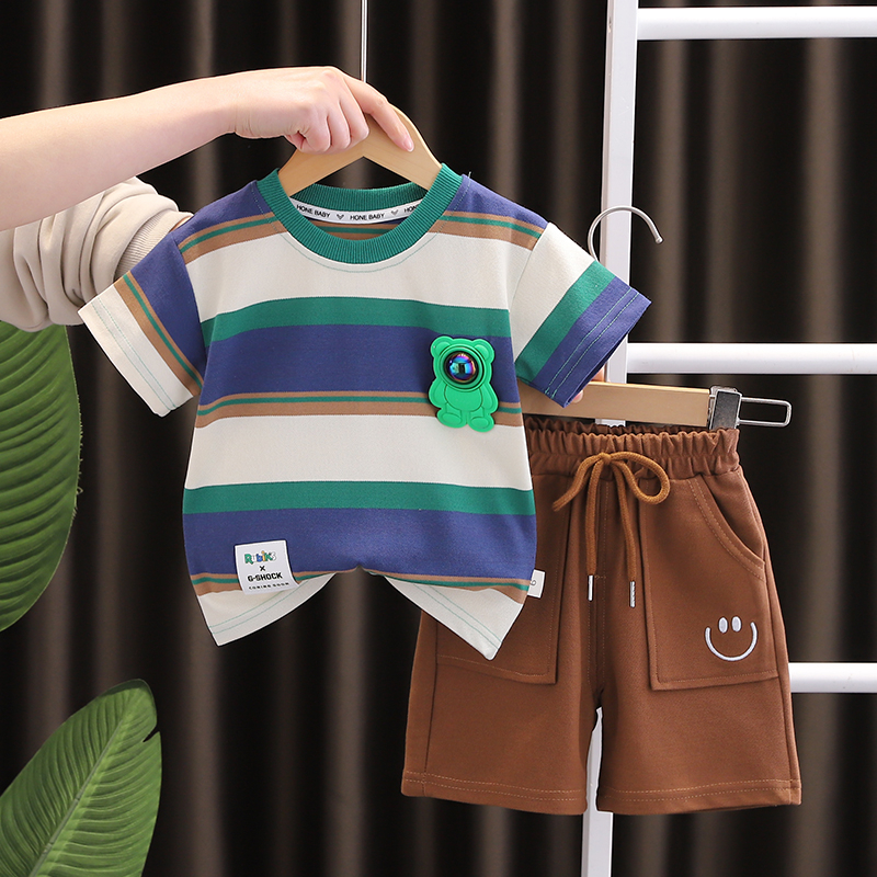 Novos Meninos Meninas Roupas De Verão Algodão Tiras De Esportivas Camiseta Infantil Calções Infantis Pista Conjunto 0-5 Anos