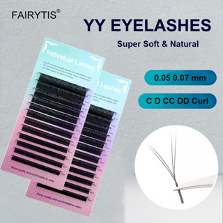 FAIRYTIS YY Shape 12 Linhas Extensão De Pestanas De Alta Qualidade C D DD Curl Individual Cílios Matte Black Maquiagem