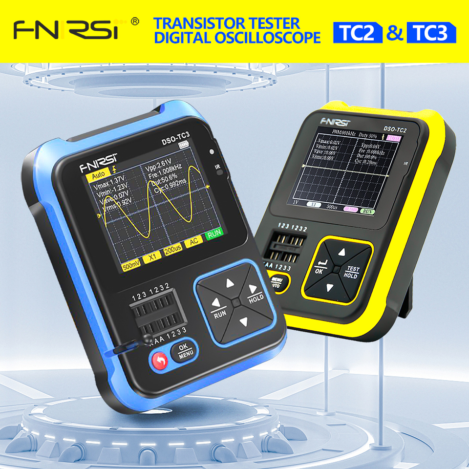 FNIRSI DSO-TC3 Osciloscópio Digital Transistor Tester Função Gerador De Sinais 3 Em 1 Multifuncional Testador De Componentes Eletrônicos