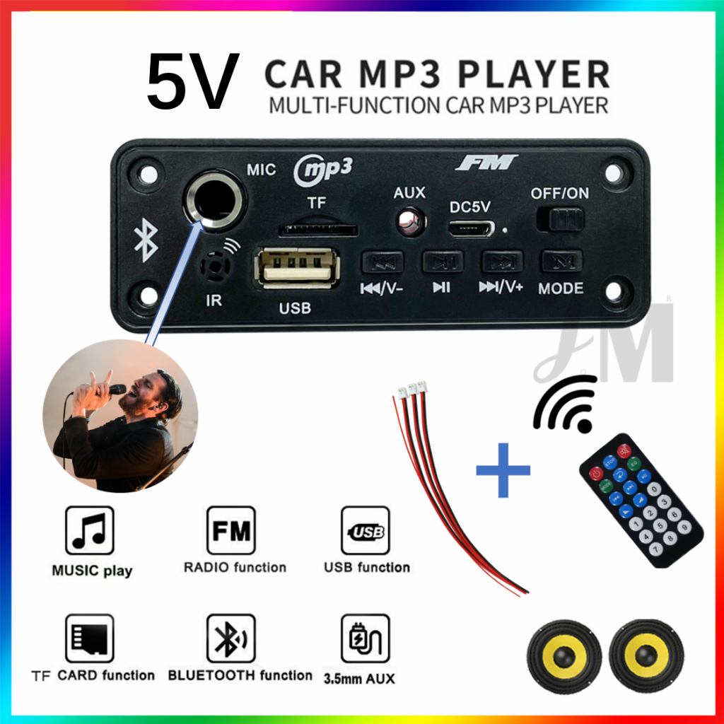 5V Placa Amplificadora Bluetooth Placa Decodificadora Bluetooth Amplificada Bluetooth 5.0 6w Gravação Mp3 Player