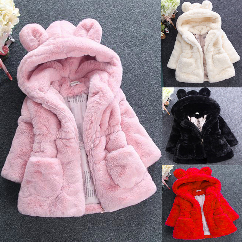 Novo Casaco De Pelúcia Para Bebês De Inverno Meninas Mantenha A Moda Quente Pele De Princesa Com Capuz