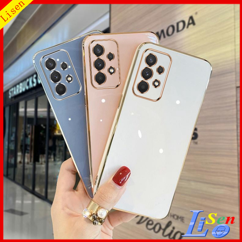 Capinha Samsung A13 A32 A32 A23 A52 A53 5G A33 5G A52S A72 Design Proteção De Borda Reta Estojo De Lente De Telefone Moda ZBB