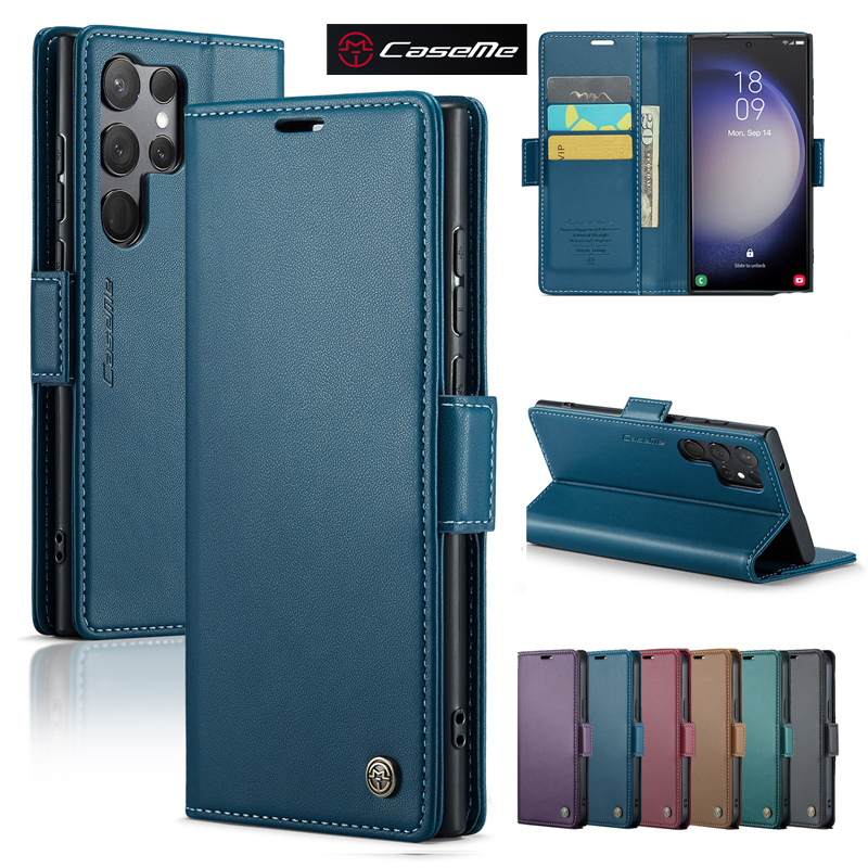 Capa De Couro Para Samsung A72 A54 A53 A52 A34 A33 A14 A13 A04S M13 Capame Flip Luxuosa Carteira Com Fivela Lateral