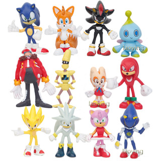 12pcs Sonic the Hedgehog Tails Amy Rose Jogo Figuras Creme O Coelho Chao Omochao Dr Eggman kit De Brinquedos Infantis