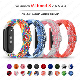 Solo Laço Trançado Alça De Nylon Para Xiaomi Mi Band 8 7 6 5 4 3 Nfc Pulseira Elástica Ajustável
