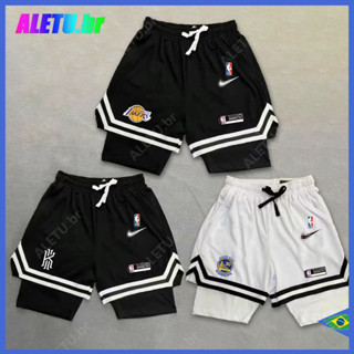 American shorts Calça Dupla Camada basketball Lakers /Warriors /Curry/Irving logo double layer fitness running lined sweatpants
