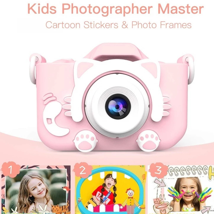 Câmera Digital Andoer X8 Mini Infantil 1080P De Vídeo 20MP Lente Dupla 2.0 Polegadas Tela IPS Bateria Embutida Molduras Fotográficas Bonitas Jogos Interessantes Com Cartão De Memória 32GB