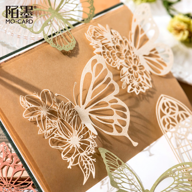 10 Pcs Papel De Renda Livro De Rascunho Borboleta Flores Recorte De Moldura Decorativo Bricolagem Artesanal Papelaria Para Jornalismo De Lixo