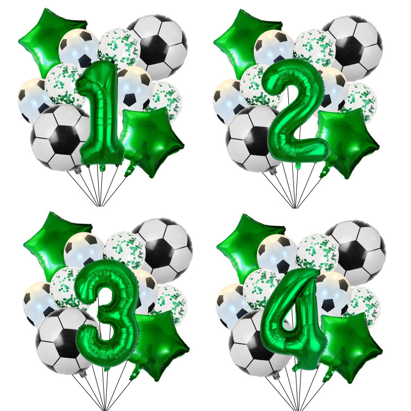 111pcs Folha De Hélio Globos Balões De Futebol Festa De Aniversário Decorações Kids Boy 32Inch Green Number Ball Soccer Sports Supplies em Oferta na Shopee