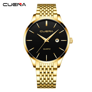 CUENA Relógios Masculinos Moda Simples Aço Inoxidável Casual Business Slim Dial Quartz Análogo À Prova D