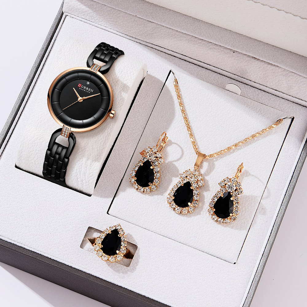 Relógios femininos originais da marca CURREN em aço inoxidável com mostrador pequeno, moda simples para negócios, casual, esportivo, de quartzo, à prova d'água, conjunto de 5 peças 9052-4 em Oferta na Shopee